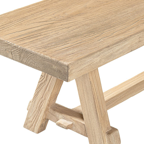 Natural Brown Reclaimed Elm Trestle Dining Bench | OROA - www.oroa.com