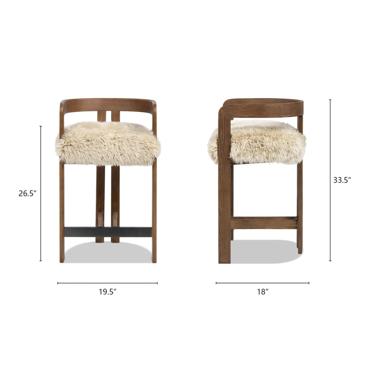 Dark Brown Ash Wood Counter Stool | OROA