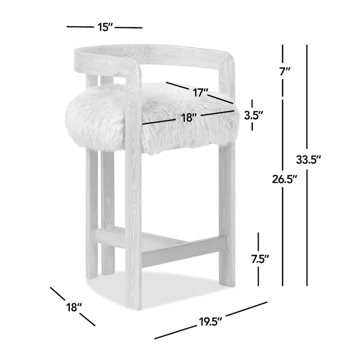 Dark Brown Ash Wood Counter Stool | OROA
