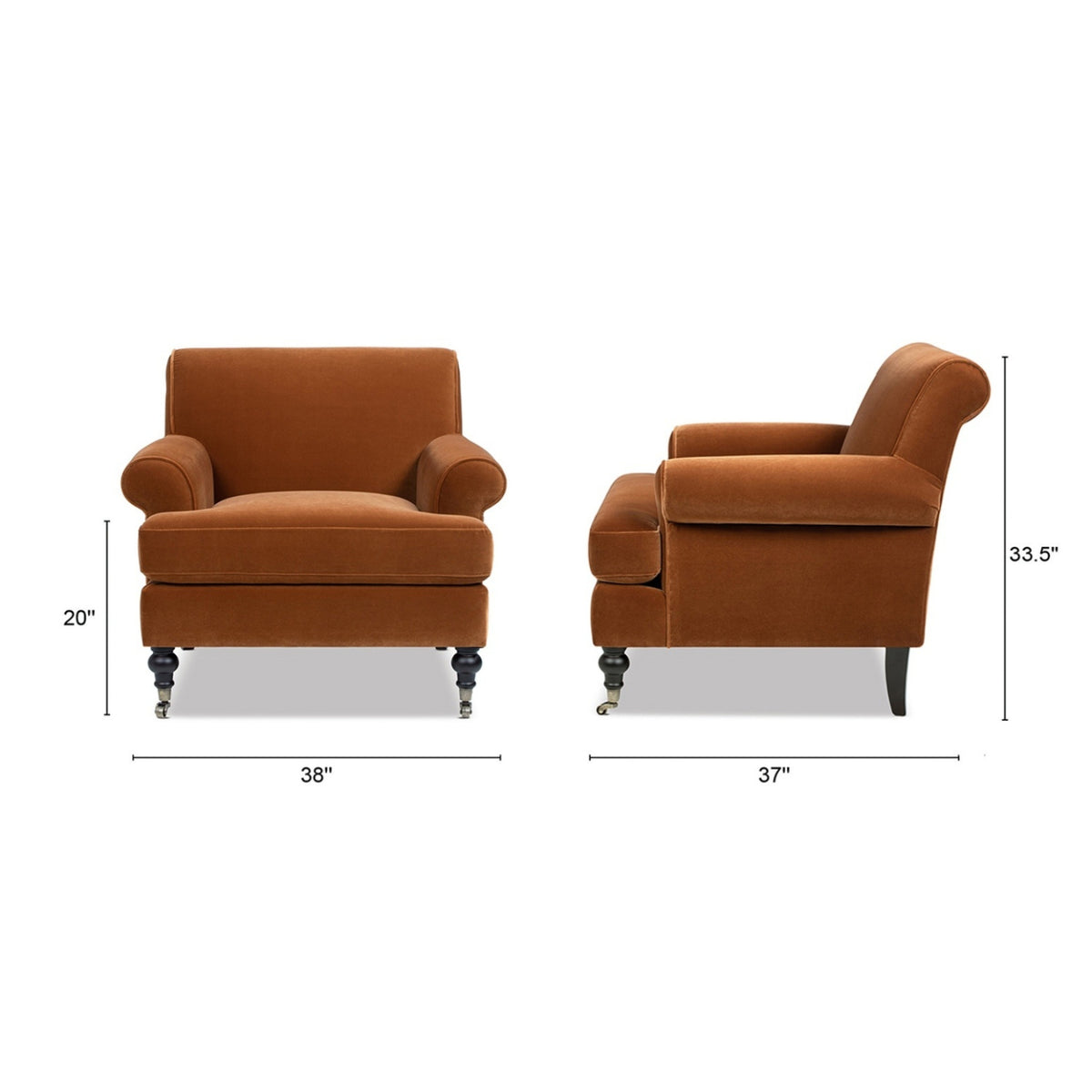 Burnt Orange Velvet Accent Chair | OROA