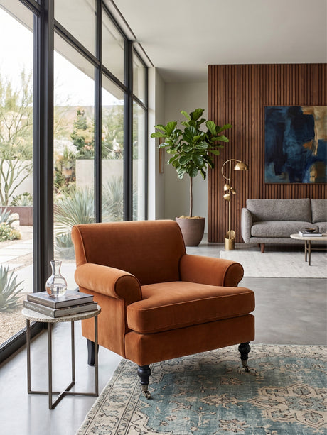 Burnt Orange Velvet Accent Chair | OROA