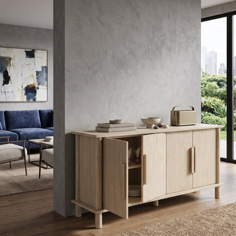 Natural Cerused Pine Wood 4-Door Sideboard | OROA - www.oroa.com