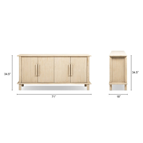 Natural Cerused Pine Wood 4-Door Sideboard | OROA - www.oroa.com