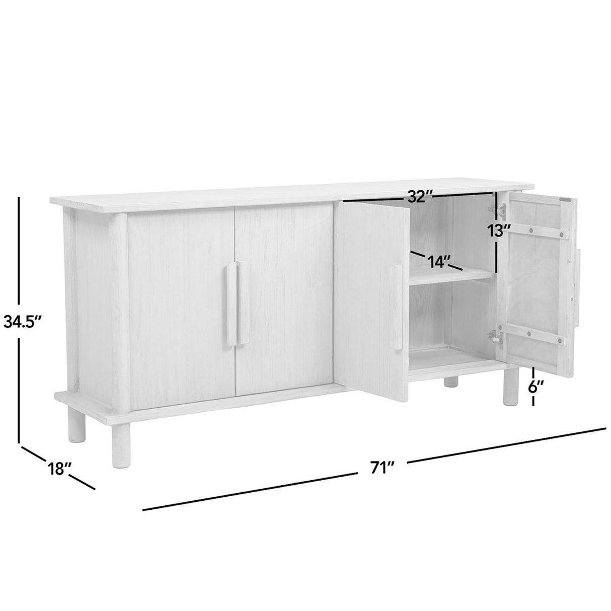 Natural Cerused Pine Wood 4-Door Sideboard | OROA - www.oroa.com