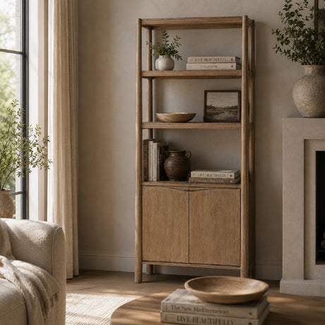 Antique Natural Reclaimed Pine Wood Bookcase | OROA