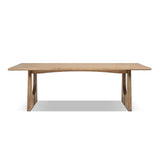 Antique Natural Brown Pine Wood Dining Table | OROA