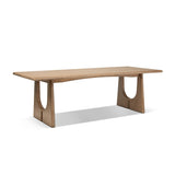 Antique Natural Brown Pine Wood Dining Table | OROA