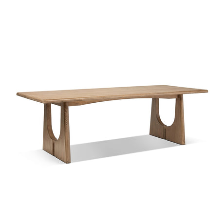 Antique Natural Brown Pine Wood Dining Table | OROA