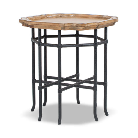 Modern European furniture - Reclaimed Pine Wood Iron Side Table - www.oroa.com