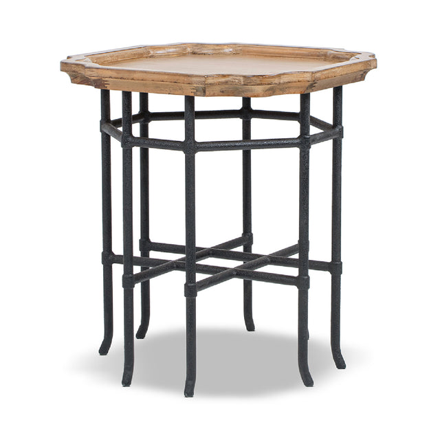 Modern European furniture - Reclaimed Pine Wood Iron Side Table - www.oroa.com