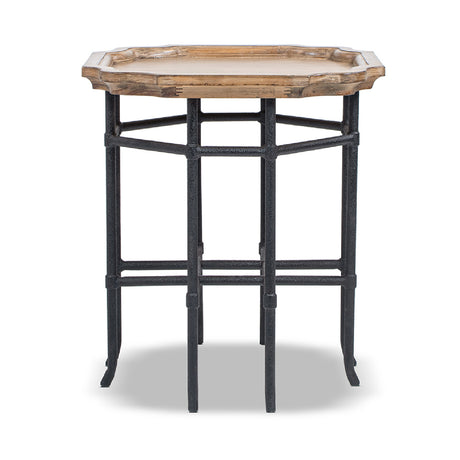 Modern European furniture - Reclaimed Pine Wood Iron Side Table - www.oroa.com
