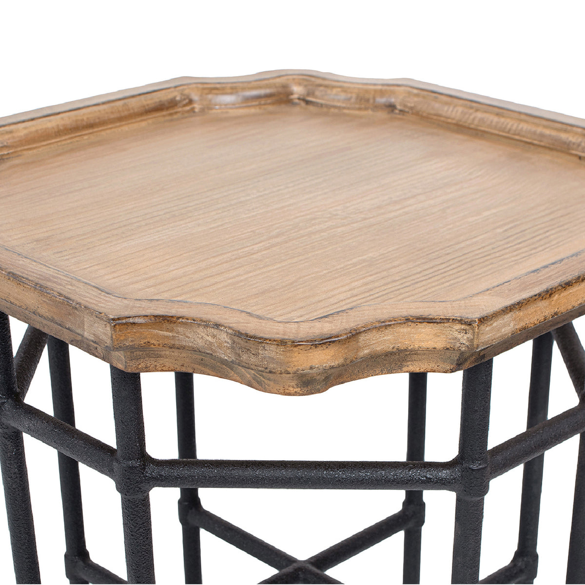 Modern European furniture - Reclaimed Pine Wood Iron Side Table - www.oroa.com