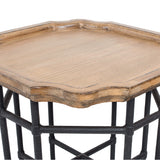 Modern European furniture - Reclaimed Pine Wood Iron Side Table - www.oroa.com