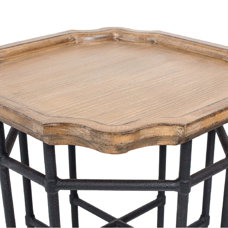 Modern European furniture - Reclaimed Pine Wood Iron Side Table - www.oroa.com
