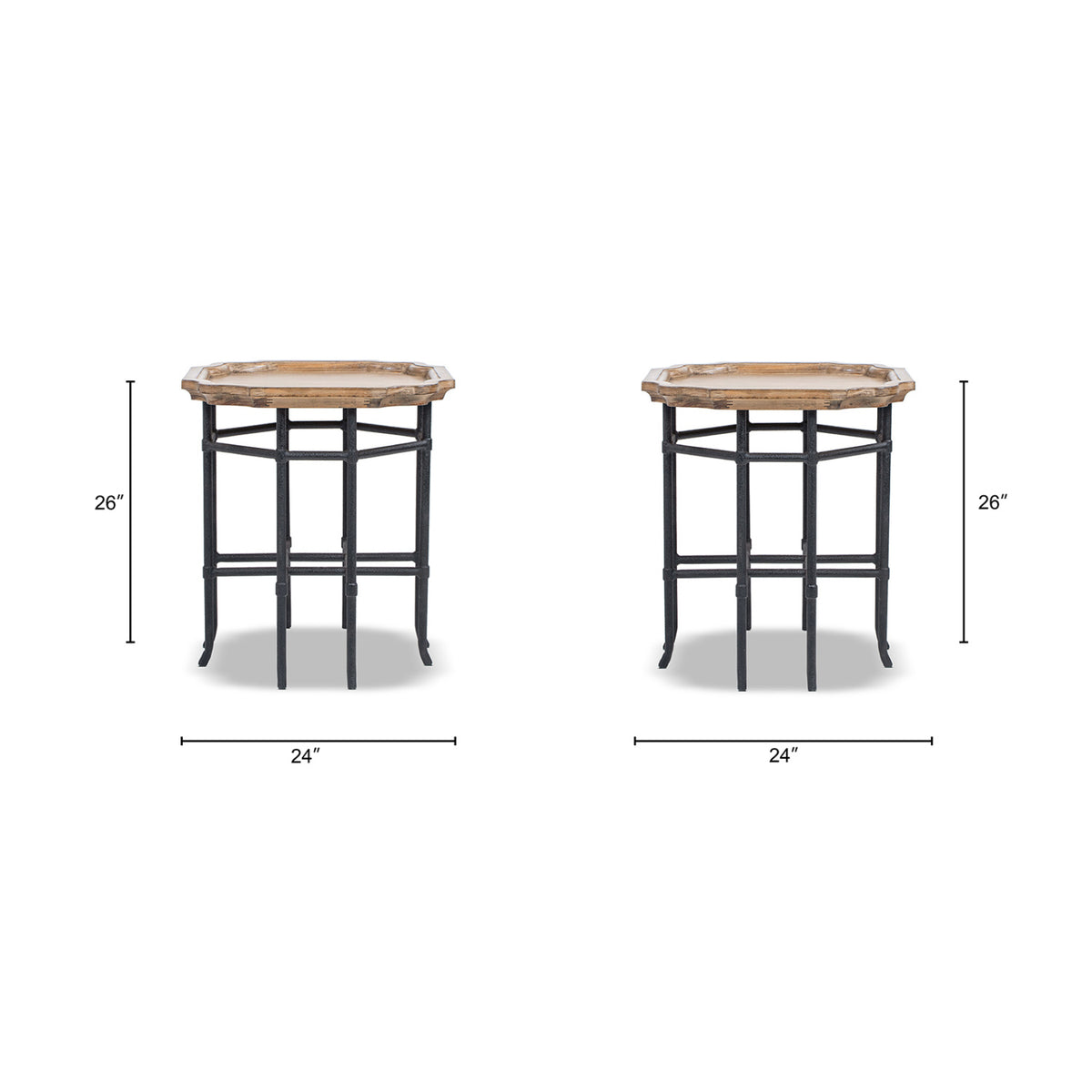 Modern European furniture - Reclaimed Pine Wood Iron Side Table - www.oroa.com
