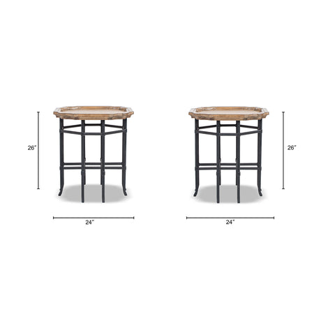 Modern European furniture - Reclaimed Pine Wood Iron Side Table - www.oroa.com
