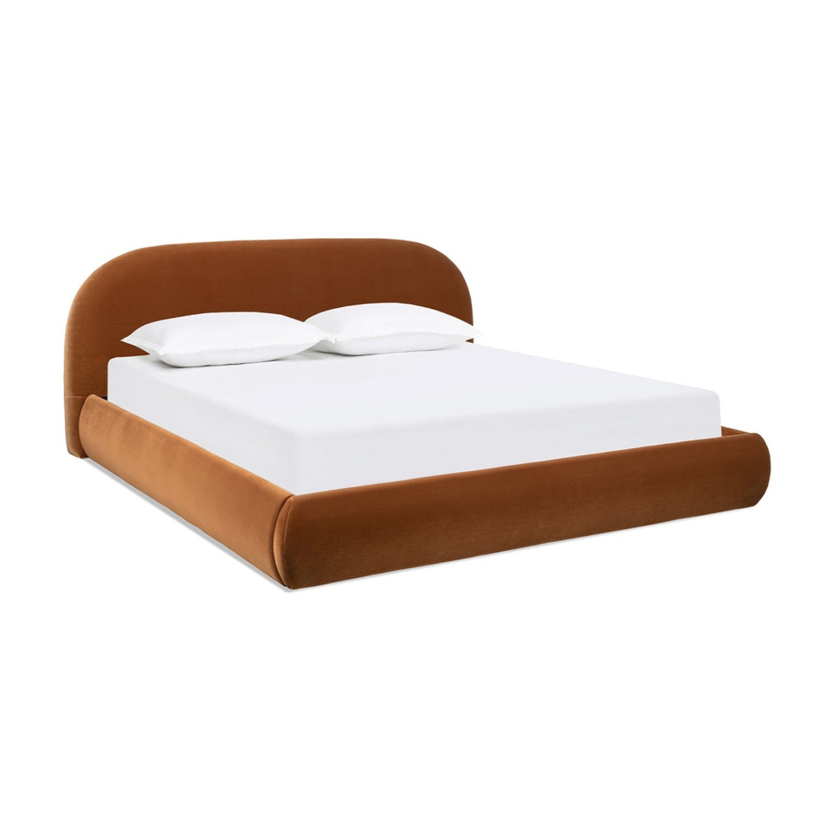 Burnt Orange Velvet Upholstered King Bed | OROA