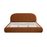 Burnt Orange Velvet Upholstered King Bed | OROA