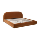Burnt Orange Velvet Upholstered King Bed | OROA