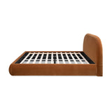 Burnt Orange Velvet Upholstered King Bed | OROA