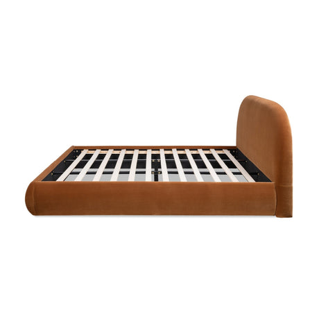 Burnt Orange Velvet Upholstered King Bed | OROA
