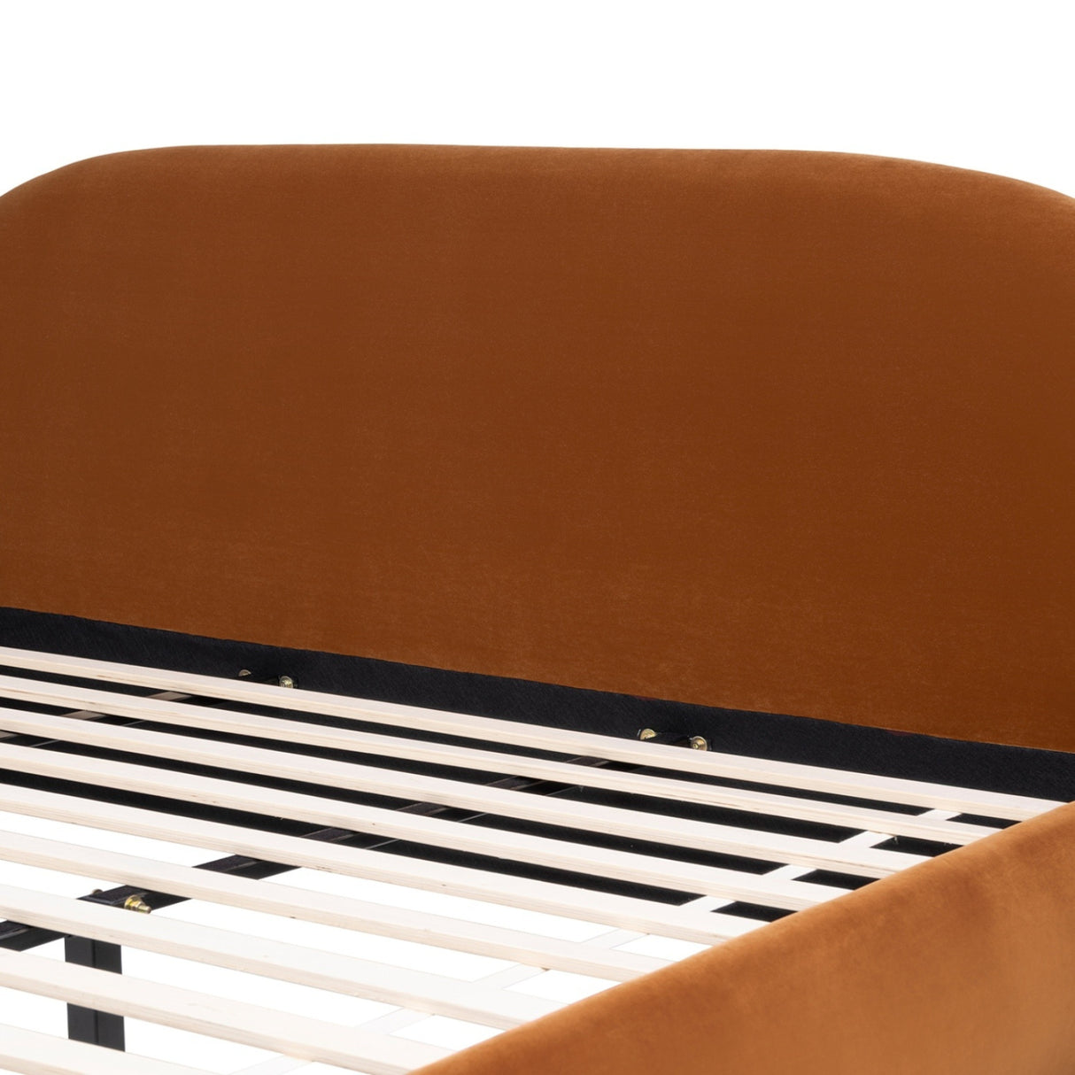 Burnt Orange Velvet Upholstered King Bed | OROA