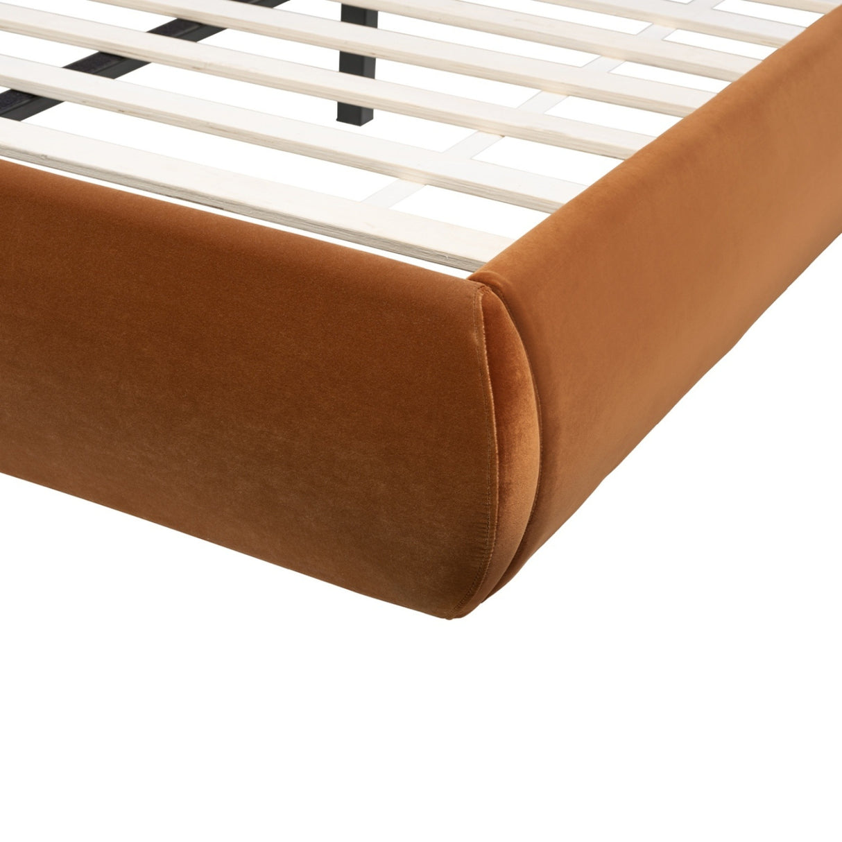 Burnt Orange Velvet Upholstered King Bed | OROA