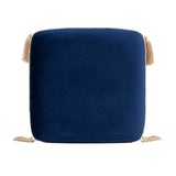 Navy Blue Velvet Square Fringe Ottoman | OROA