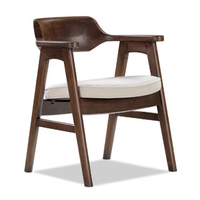 Modern European furniture - Light Beige Chenille Pine Dining Arm Chair - www.oroa.com