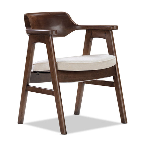 Modern European furniture - Light Beige Chenille Pine Dining Arm Chair - www.oroa.com