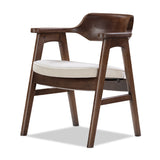 Modern European furniture - Light Beige Chenille Pine Dining Arm Chair - www.oroa.com