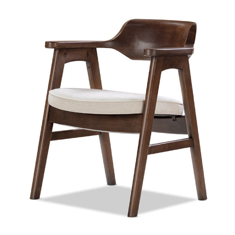 Modern European furniture - Light Beige Chenille Pine Dining Arm Chair - www.oroa.com