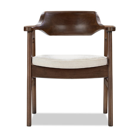 Modern European furniture - Light Beige Chenille Pine Dining Arm Chair - www.oroa.com