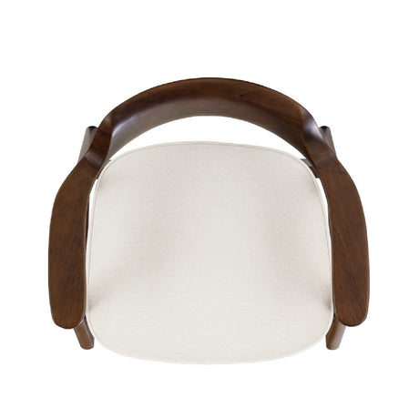 Modern European furniture - Light Beige Chenille Pine Dining Arm Chair - www.oroa.com
