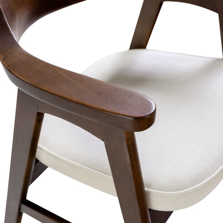 Modern European furniture - Light Beige Chenille Pine Dining Arm Chair - www.oroa.com