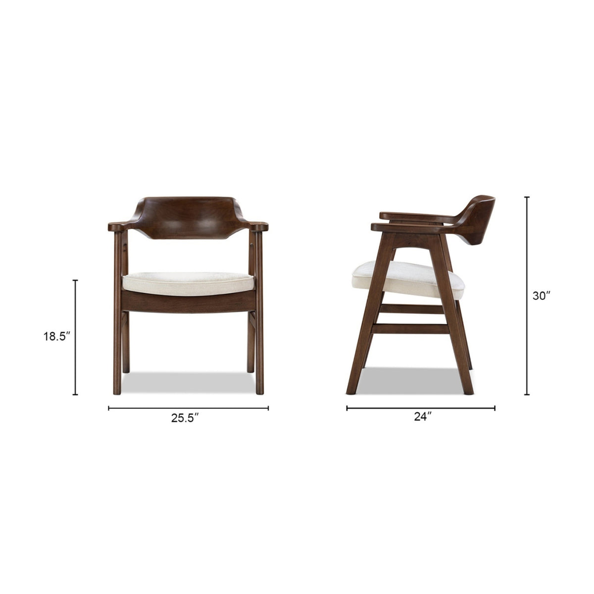 Modern European furniture - Light Beige Chenille Pine Dining Arm Chair - www.oroa.com
