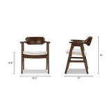 Modern European furniture - Light Beige Chenille Pine Dining Arm Chair - www.oroa.com