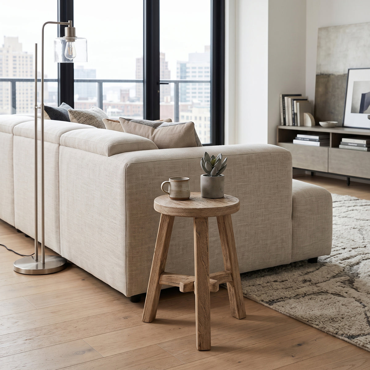 Linden Round Elm Wood Stool | OROA
