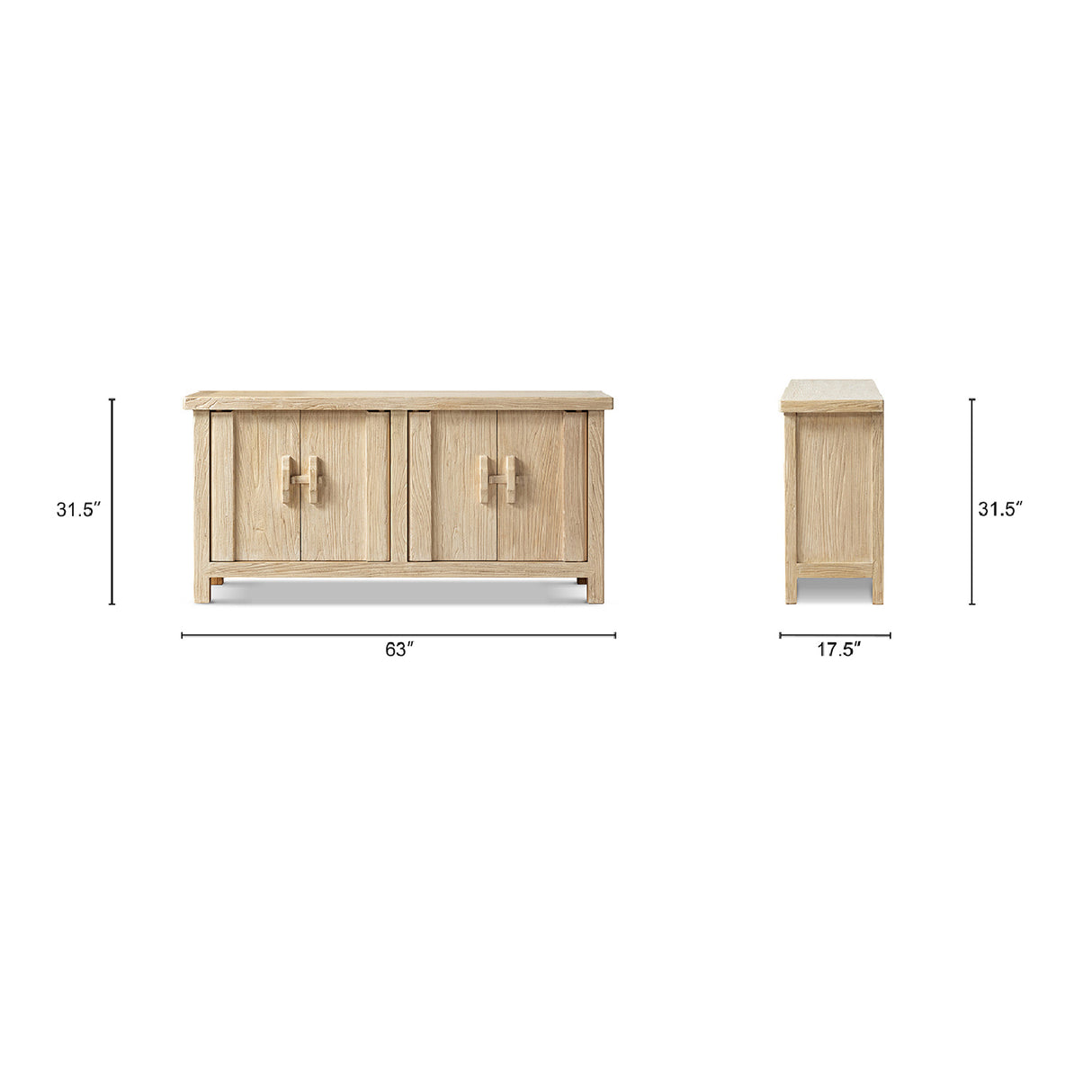 Rowan Light Natural Reclaimed Elm 4-Door Cabinet | OROA