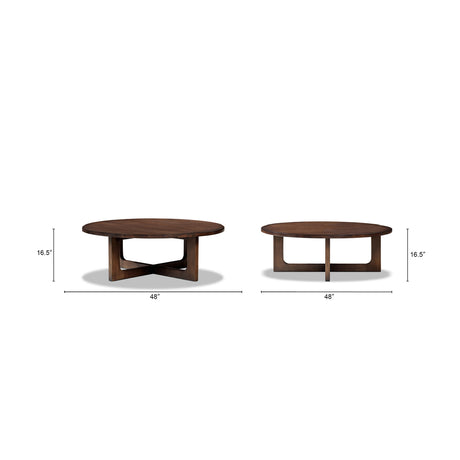 Modern European furniture - Round Reclaimed Pine Wood Coffee Table - www.oroa.com