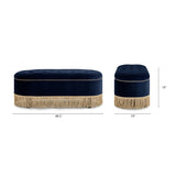 Navy Blue Velvet Storage Bench | OROA