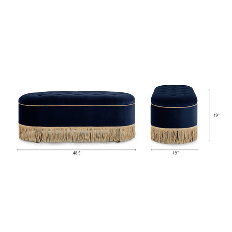 Navy Blue Velvet Storage Bench | OROA