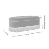 Navy Blue Velvet Storage Bench | OROA