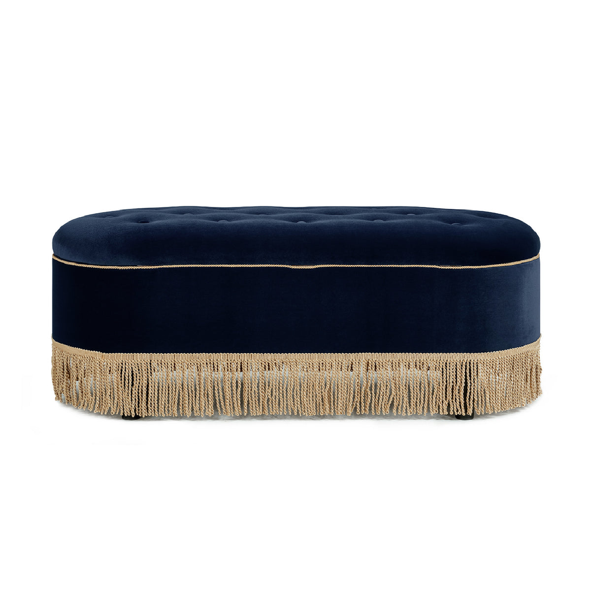 Navy Blue Velvet Storage Bench | OROA