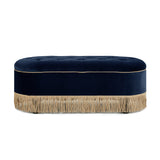 Navy Blue Velvet Storage Bench | OROA