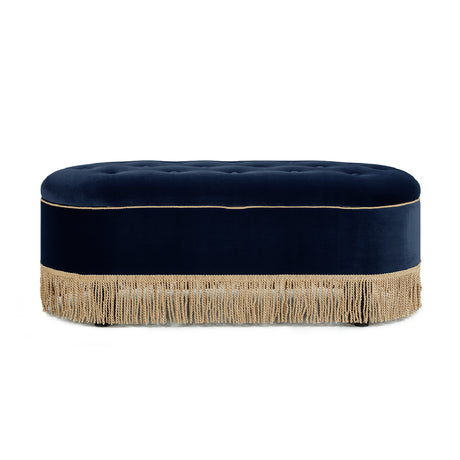 Navy Blue Velvet Storage Bench | OROA