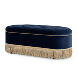 Navy Blue Velvet Storage Bench | OROA