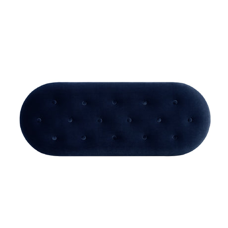 Navy Blue Velvet Storage Bench | OROA