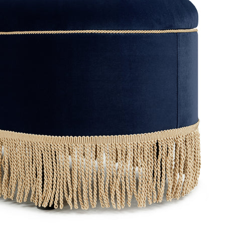 Navy Blue Velvet Storage Bench | OROA