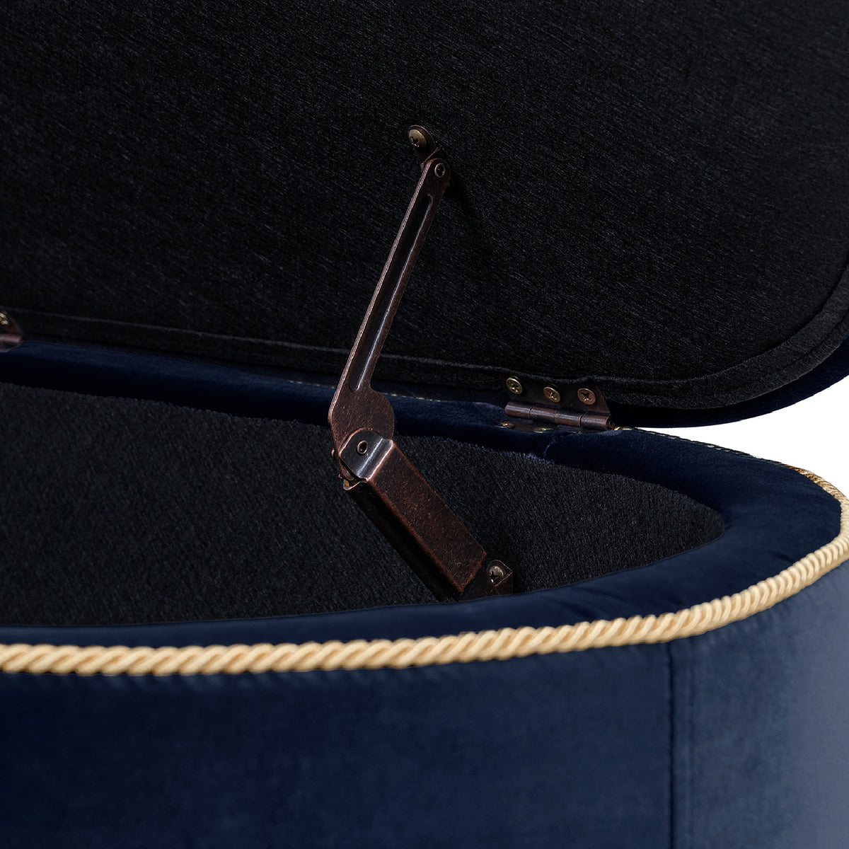 Navy Blue Velvet Storage Bench | OROA